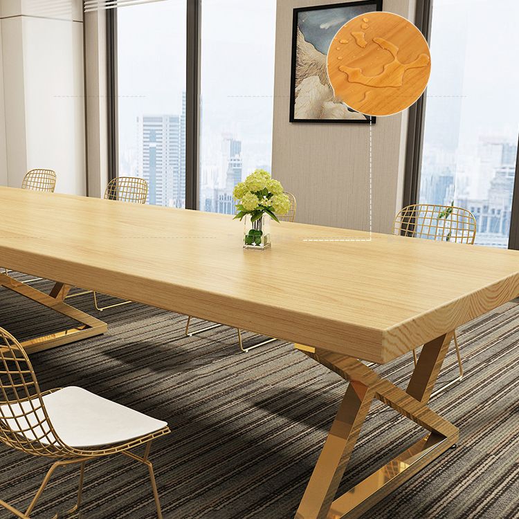 Pine Wood Rectangular Desk Industrial Office Desk with Metal Base Clearhalo 'furn' 'furn_office_desk' 'Furniture' 'Office Desks' 'Office Furniture' 'office_desk' 1200x1200_14acfd5f-27ab-423b-93c0-e5999f9865bf