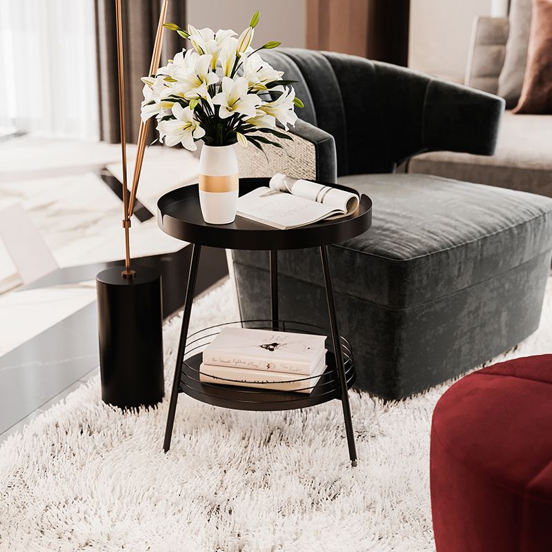 Tavolino superiore a 3 gambe mentale del vassoio rotondo da 21,6 "tavolo da gambe mentali con scaffale