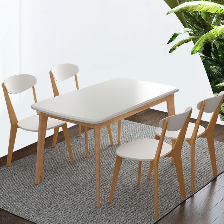Minimalist White Rectangle Shape Dining Set Solid Wood Standard Dining Set with 4 Legs Base Clearhalo 'Dining Room Sets' 'Dining Tables & Seating' 'dining_room_set' 'furn' 'furn_dining_room_set' 'Furniture' 'furniture_dining_room_set' 'Kitchen & Dining Furniture' 'kitchen&dining_furn' 'kitchen' 1200x1200_14b21df7-28c9-42bb-93db-635f33d929f4
