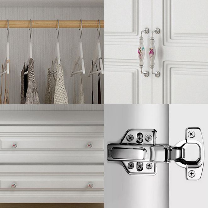 French Country White Storage Cabinet Hinged Door Cabinet with Drawers