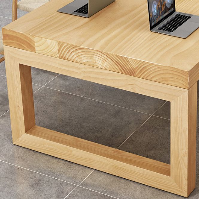 Rechthoek Office Table Modern Solid Wood Meeting Desk met slee -basis