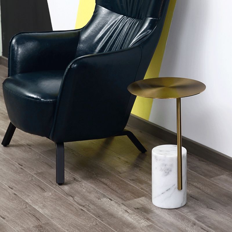 Scandinavian Side Table Marble Pedestal Round Living Room End Table Clearhalo 'Coffee & Accent Tables' 'End & Side Tables' 'end_side_tables' 'furn' 'furn_end_side_tables' 'Furniture' 'Living Room Furniture' 1200x1200_14b4064f-f1da-4aef-ad3e-f75c81952d9b