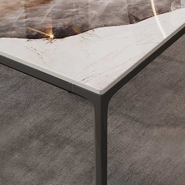 Industrial Style Sintered Stone Table 4 Legs Black Base Rectangle Table for Home Clearhalo ' dining_table' 'Dining Tables & Seating' 'Dining Tables' 'furn' 'furn_dining_table' 'Furniture' 'furniture_dining_table' 'Kitchen & Dining Furniture' 'kitchen&dining_furn' 'kitchen' 'kitchen_dining_table' 1200x1200_14b445b0-0d04-4d23-a923-82a53b131f54