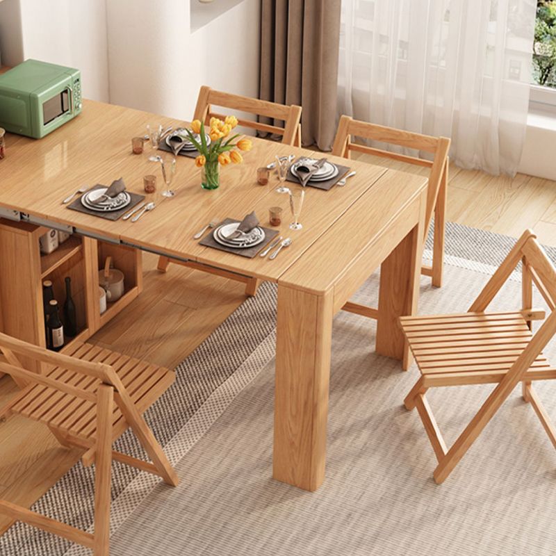 Adjustable Dining Table Wooden Dining Table with Storage for Dining Room