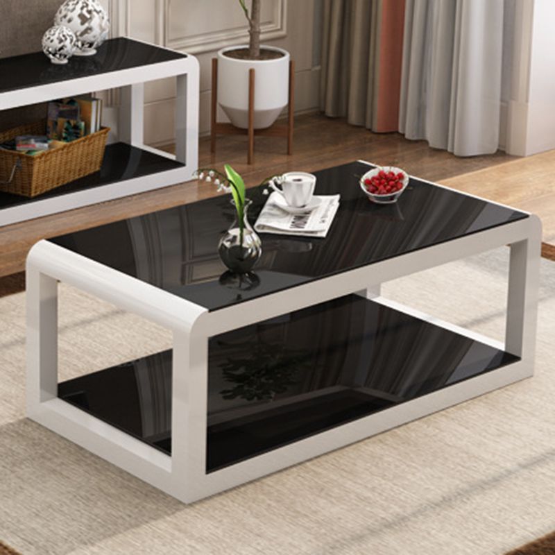 Moderner Stil runder temperierter Glas Top Metal Rahmen Basis Couchtisch