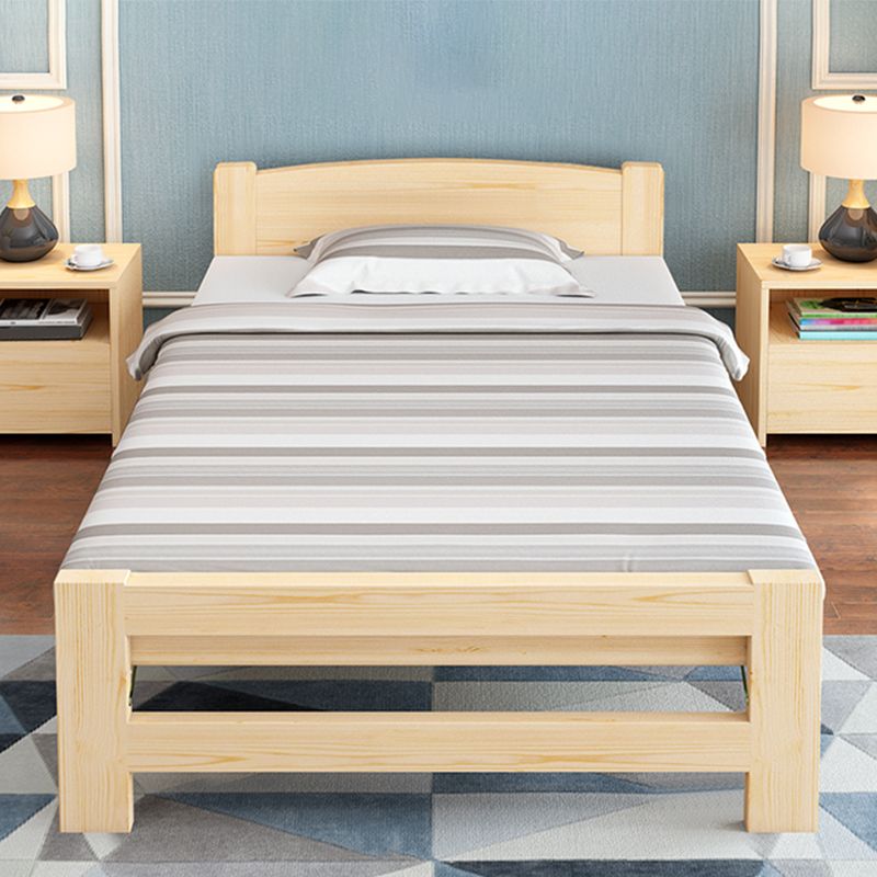 Natural Pine Wood Bed Frame Nordic 21.65" H Folding Bed with Headboard Clearhalo 'Bedroom Furniture' 'Beds' 'furn' 'furn_beds' 'Furniture' 1200x1200_14b64dc9-eecc-486a-b2f7-a601c5164fba