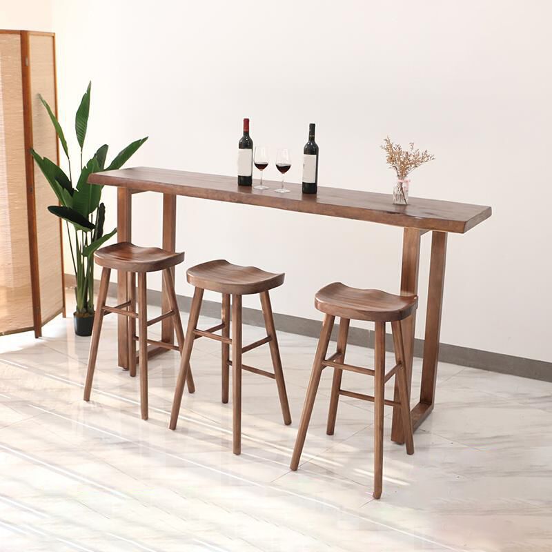 Contemporary Rectangle Pub Table Set 1/4/5 Pcs Bar Table with Wooden Stools Clearhalo 'Bar Furniture' 'furn' 'furn_home_bar_bar_sets' 'Furniture' 'Home Bars & Bar Sets' 'home_bar_bar_sets' 'Kitchen & Dining Furniture' 1200x1200_14b873f7-550d-4d96-b75f-f5bc96b3d76e