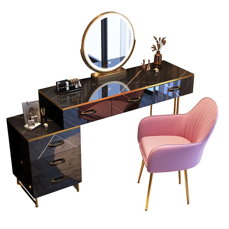 Glam Stone Top Makeup Dressing Table with Drawers in Black for Living Room Clearhalo 'Bedroom Furniture' 'furn' 'furn_makeup_vanities' 'Furniture' 'Makeup Vanities' 'makeup_vanities' 1200x1200_14b935ac-f675-41d3-8cc1-2b5e6cb625da