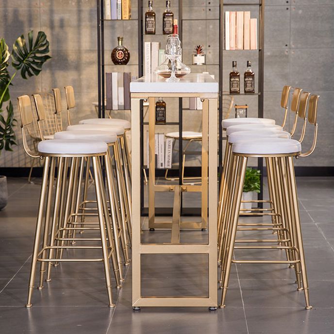 White Glam Style Bar Table Wood Rectangular Bar Table with Metal Base Clearhalo 'Bar Furniture' 'Bar Tables' 'bar_tables' 'furn' 'furn_bar_tables' 'Furniture' 'furniture_bar_tables' 'Kitchen & Dining Furniture' 1200x1200_14b9905f-7d39-4fc6-8327-35431c5417ec