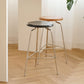 Contemporary Solid Wood Round Armless Bar Stool with Metal Base