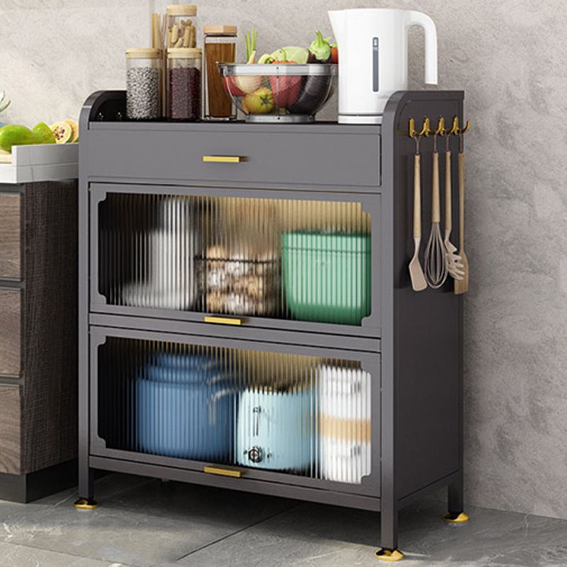 Servidor de comedor de metal contemporáneo Servidor de buffet negro para cocina