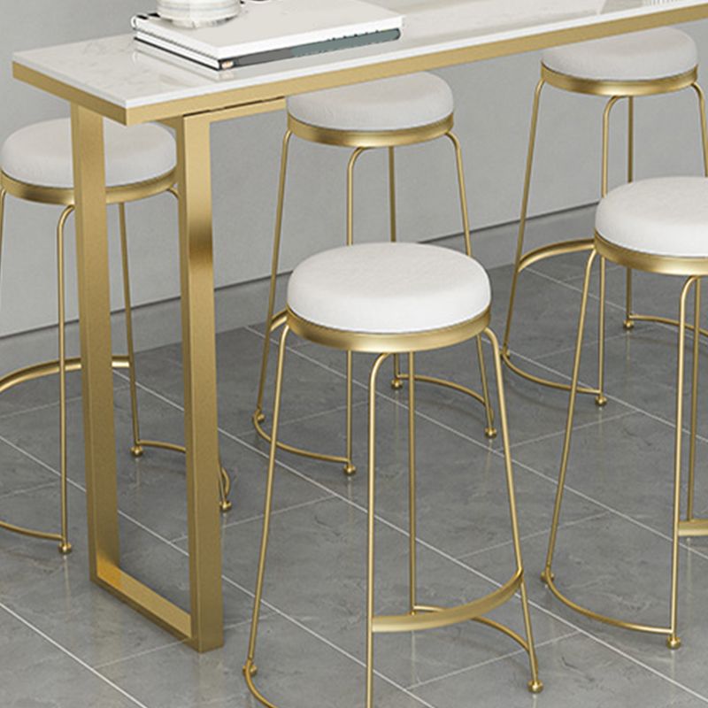 Glam Bar Height Table Faux Marble Top Bistro Table with Sled Base Clearhalo 'Bar Furniture' 'Bar Tables' 'bar_tables' 'furn' 'furn_bar_tables' 'Furniture' 'Kitchen & Dining Furniture' 1200x1200_14bd4fd3-4c6f-4d9d-84ea-f6974721b3c9