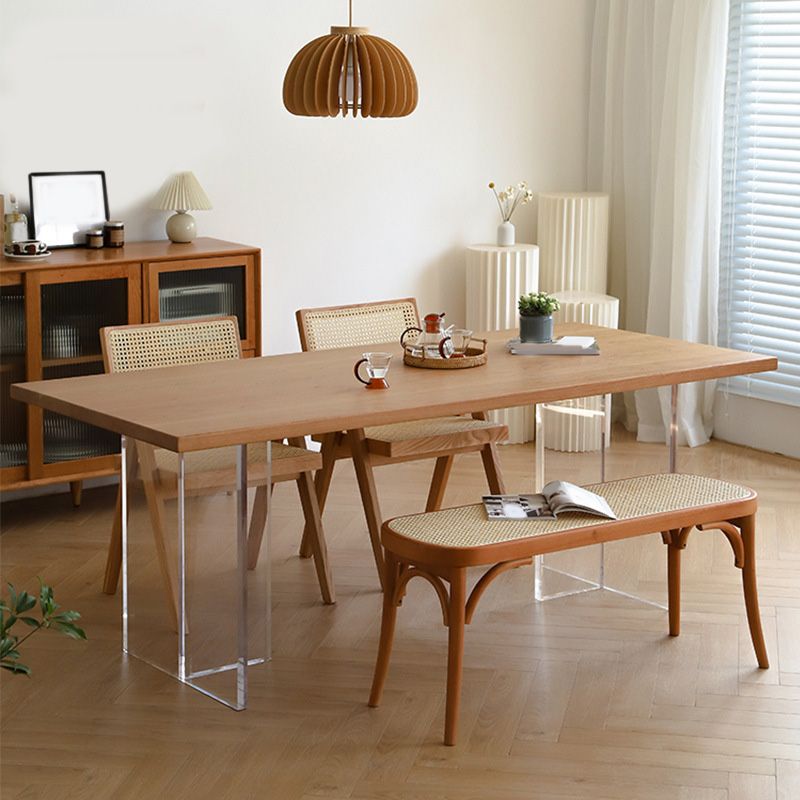 Table rectangulaire Glam en bois avec pieds en acrylique pour la maison