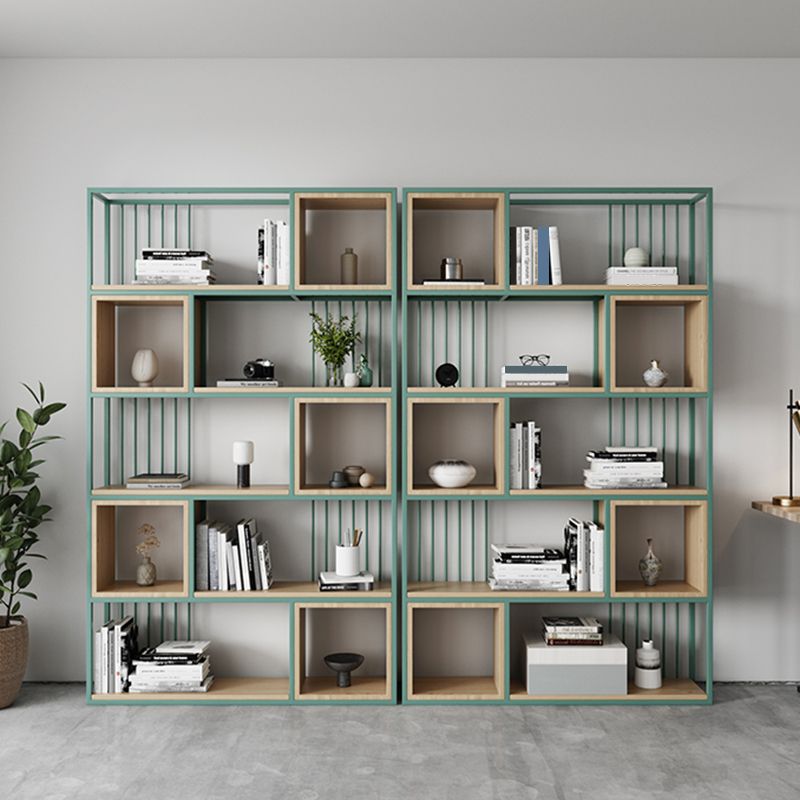 Modern Living Room Etagere Bookshelf Metal Frame Solid Wood Shelf Bookcase Clearhalo 'Bookcases' 'furn' 'furn_bookcases' 'Furniture' 'furniture_bookcases' 'Office Furniture' 1200x1200_14bdde33-f4e8-4259-a9e5-f855b3ac60da