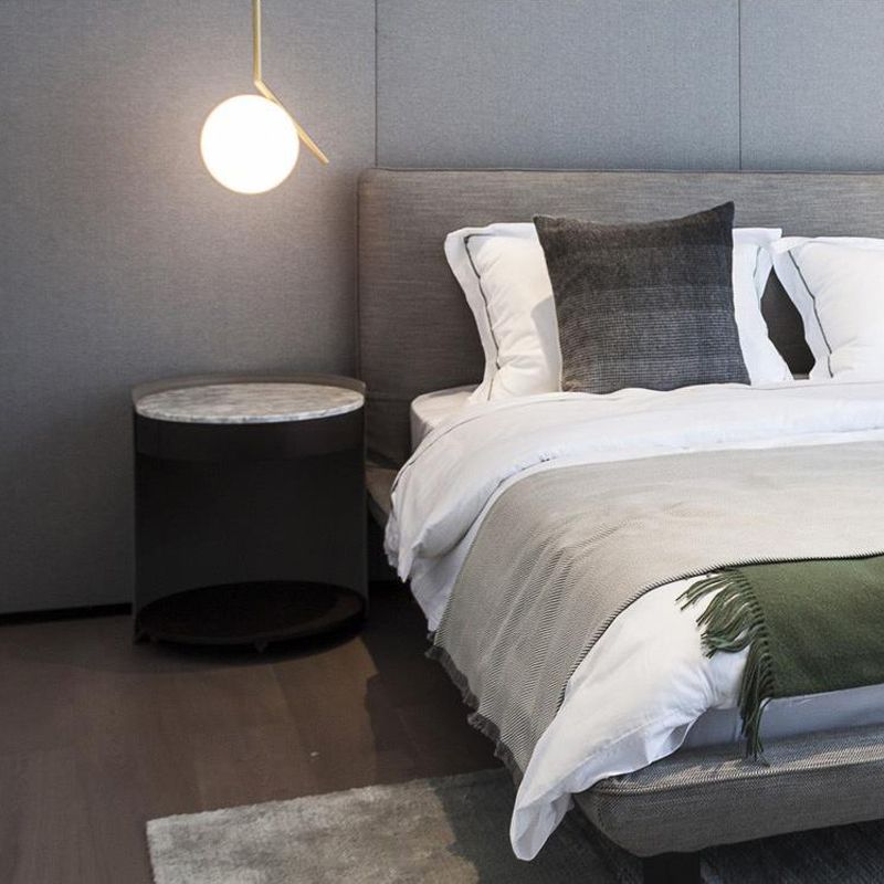 Mesa de noche moderna de la tapa de mármol redonda, 19.3 "W x 20.5" H