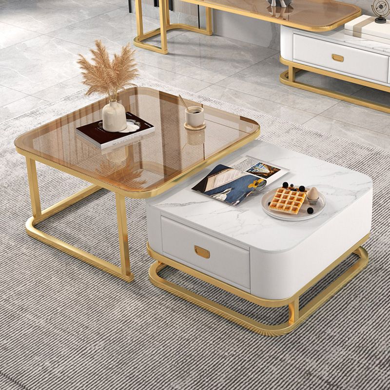 Frame Coffee Table Modern Slate Cocktail Table with Storage Drawers Clearhalo 'Coffee & Accent Tables' 'Coffee Tables' 'coffee_tables' 'furn' 'furn_coffee_tables' 'Furniture' 'Living Room Furniture' 1200x1200_14bf37e5-469f-4865-90ec-59f41d48f7ac