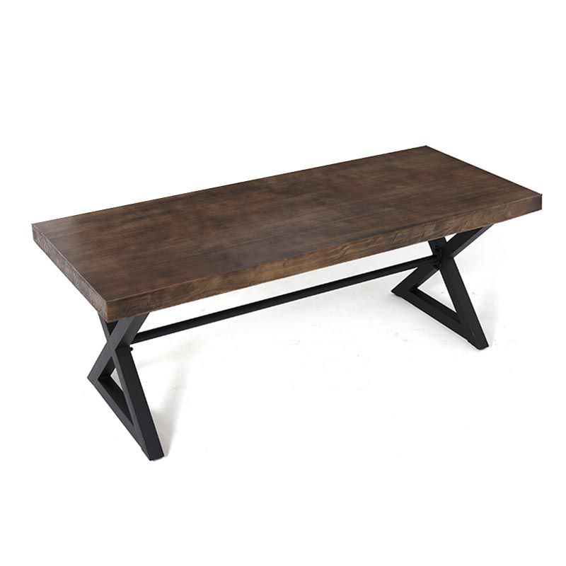 Industrial Coffee Shop Dining Table Rectangle Wood and Metal Base Dining Table Clearhalo 'Dining Tables & Seating' 'Dining Tables' 'dining_table' 'furn' 'furn_dining_table' 'Furniture' 'Kitchen & Dining Furniture' 1200x1200_14bfb4be-018c-422f-9b25-e9672d80b2b6