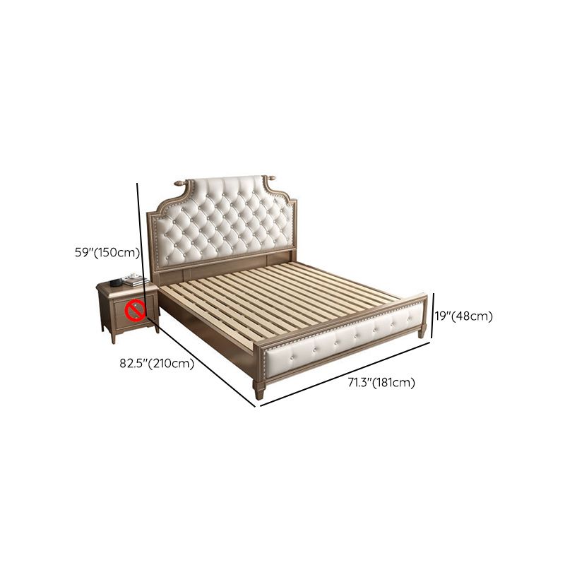 Contemporary Standard Bed Solid Wood Bed Frame with Upholstered Headboard Clearhalo 'Bedroom Furniture' 'Beds' 'furn' 'furn_beds' 'Furniture' 1200x1200_14bfc5dd-7514-481c-90a9-5c196c336250