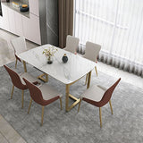 Glam 1/4/5/7 Pieces Scalable Dining Table Set with Sintered Stone Top White Dinette Set Clearhalo 'Dining Room Sets' 'Dining Tables & Seating' 'dining_room_set' 'furn' 'furn_dining_room_set' 'Furniture' 'furniture_dining_room_set' 'Kitchen & Dining Furniture' 'kitchen&dining_furn' 'kitchen' 1200x1200_14bfc7c8-d543-4359-a22c-53113856c641