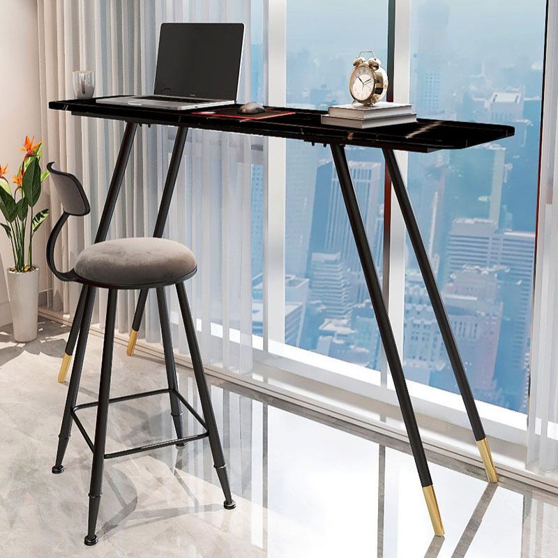 Industrial Style Black Metal Bar Table Faux Marble Rectangle Top Indoor Table with 4 Legs Clearhalo 'Bar Furniture' 'Bar Tables' 'bar_tables' 'furn' 'furn_bar_tables' 'Furniture' 'furniture_bar_tables' 'Kitchen & Dining Furniture' 'kitchen&dining_furn' 'kitchen' 1200x1200_14c30409-48b0-434d-99f9-de657c543701