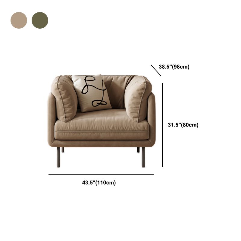 Contemporary Simple Cushions Sofa Tuxedo Arm Faux Leather Seating