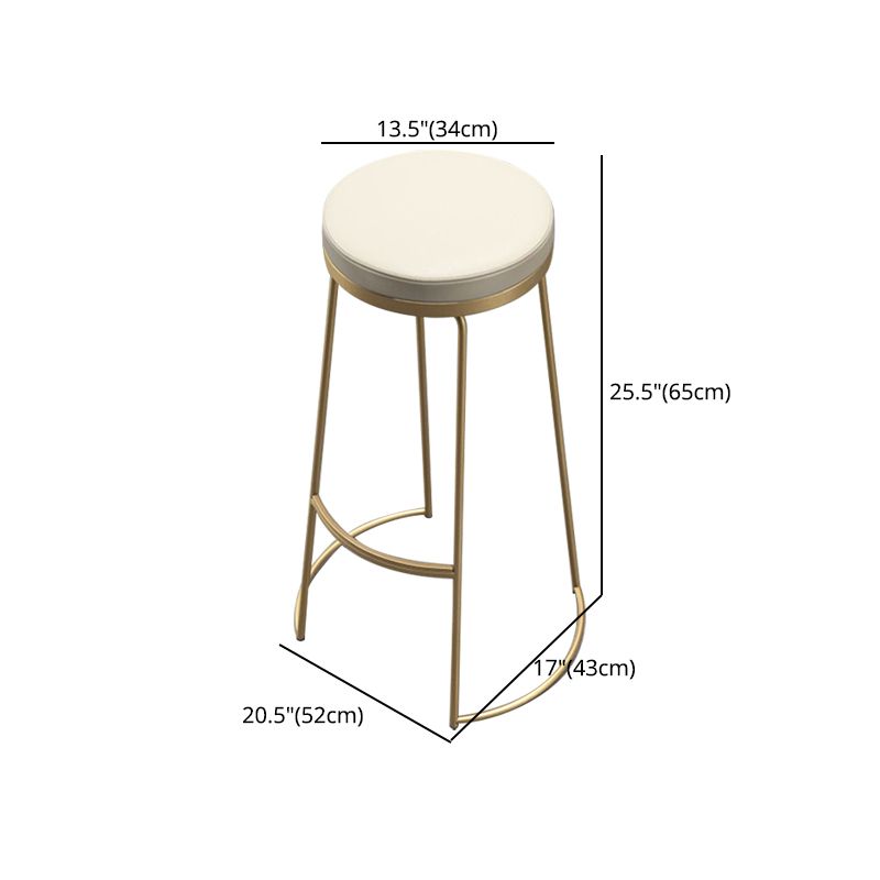 Glam Armless Backless Counter Stool Iron Bar Stool with Leather Cushion and Pedal Clearhalo 'Bar Furniture' 'Bar Stools' 'bar_stools' 'furn' 'furn_bar_stools' 'furniture_bar_stools' 'Kitchen & Dining Furniture' 'kitchen&dining_furn' 'kitchen' 'kitchen_furn' Furniture' 1200x1200_14c8be94-1e9e-4af1-af16-141a655d3561