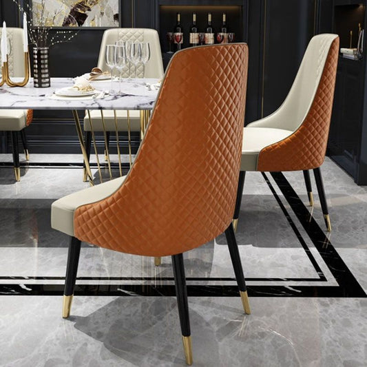Scandinavian Style Solid Back Dining Side Chairs PU Leather Dining Side Chair for Kitchen