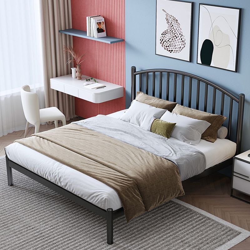 Metal Bed Frame in Stainless Steel 40.16" H Open-Frame Bed with Headboard