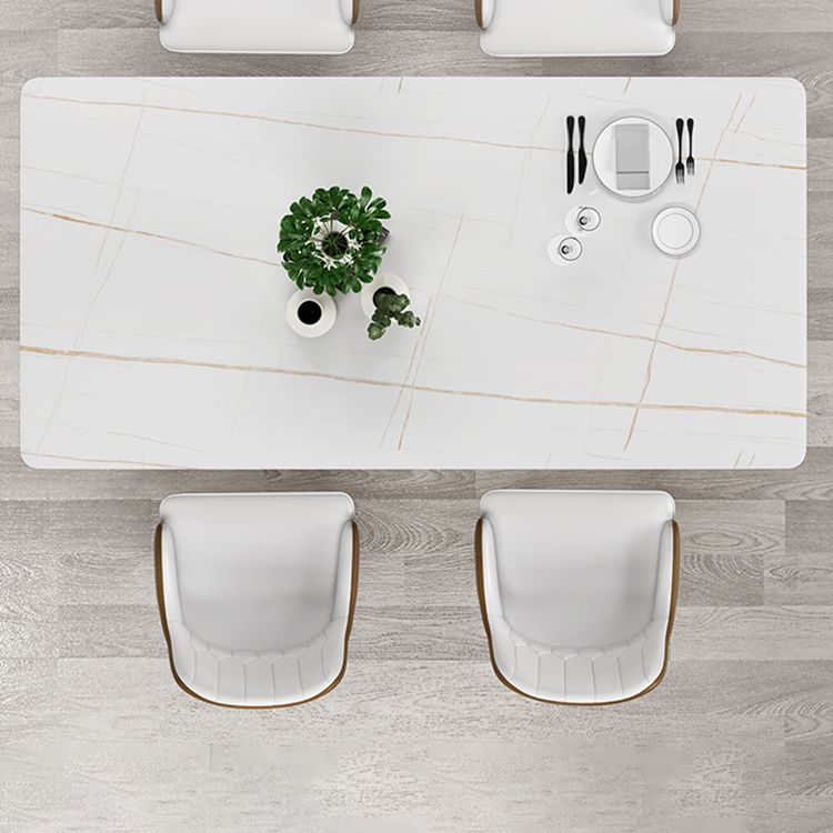 Modern White Iron Dinette Set 1/2/5/7 Pieces Rectangle Sintered Stone Top Dining Table Set Clearhalo 'Dining Room Sets' 'Dining Tables & Seating' 'dining_room_set' 'furn' 'furn_dining_room_set' 'Furniture' 'Kitchen & Dining Furniture' 1200x1200_14cdde5e-1c98-4bf6-8801-c4901e306f1e