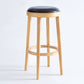 Industrial Solid Wood Counter Stool Faux Leather Counter Height Stools