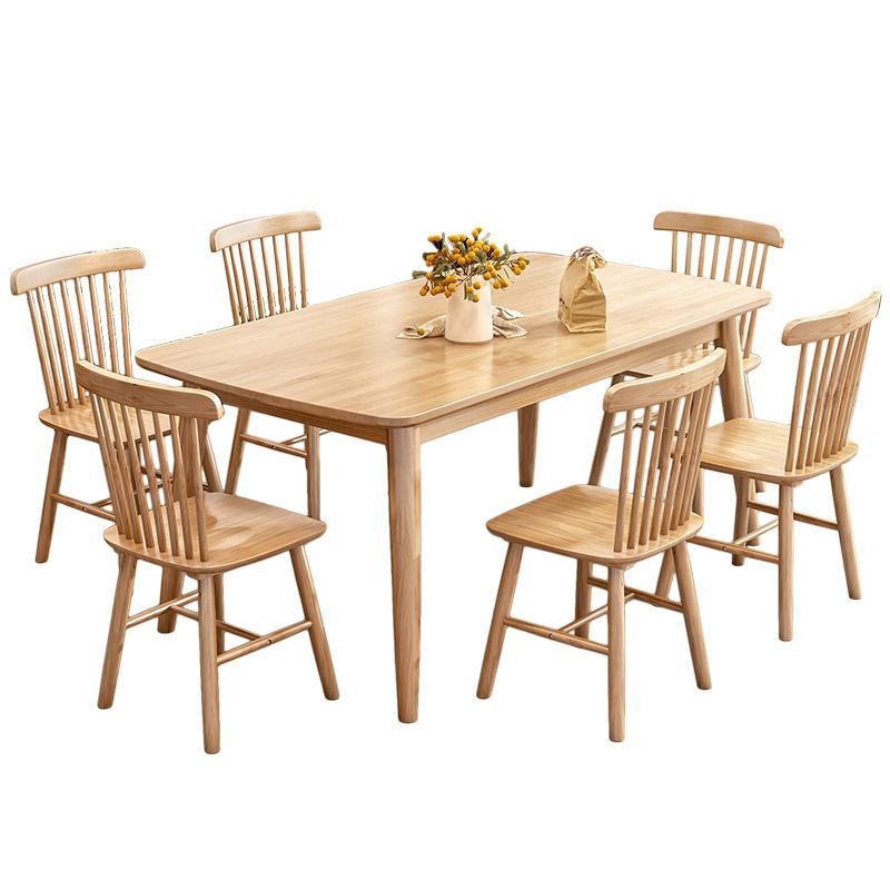 Contemporary Solid Wood Rectangle Shape Dining Set Khaki Standard Dining Set for Kitchen Clearhalo 'Dining Room Sets' 'Dining Tables & Seating' 'dining_room_set' 'furn' 'furn_dining_room_set' 'Furniture' 'furniture_dining_room_set' 'Kitchen & Dining Furniture' 'kitchen&dining_furn' 'kitchen' 1200x1200_14ceb45e-6c12-4ff4-aaea-e1bb75d3dd30