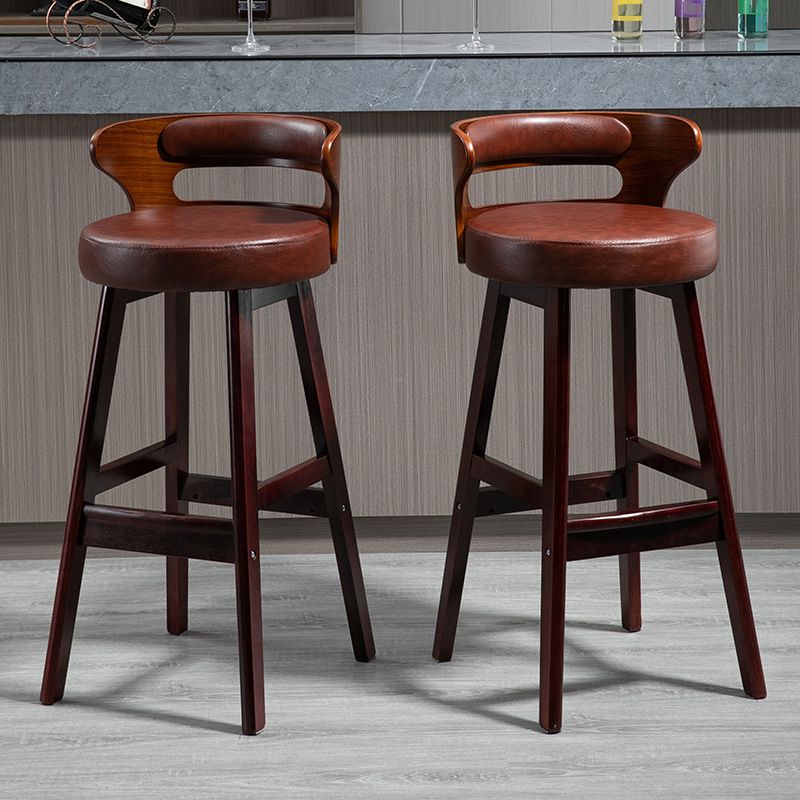Industrial Style Low Back Bar-stool Wooden Bar Stool with Wooden Legs Clearhalo 'Bar Furniture' 'Bar Stools' 'bar_stools' 'Furniture' 'furniture_bar_stools' 'Kitchen & Dining Furniture' 1200x1200_14d2abc9-1b4e-447c-879d-fc25fb045ddc