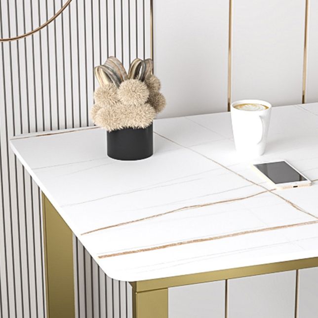 Metal Base Writing Desk Glam Style Office Desk with 3-drawer Clearhalo 'Furniture' 'furniture_office_desk' 'Office Desks' 'Office Furniture' 'office_desk' 1200x1200_14d37867-bf75-4906-bd04-0e132ec1c755