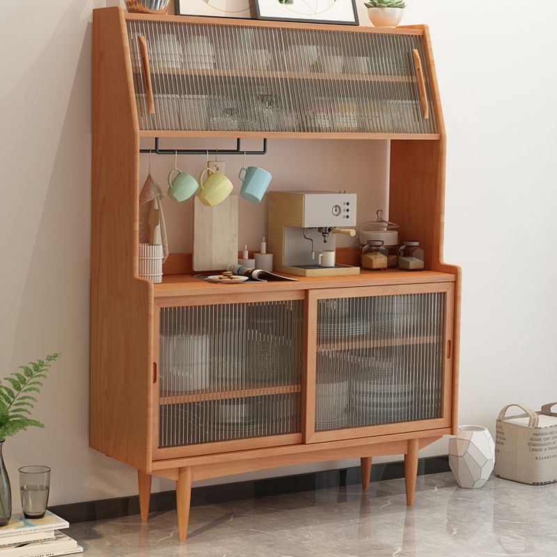 Servidor buffet de madera sólida de pino con puertas de vidrio servidor comedor moderno