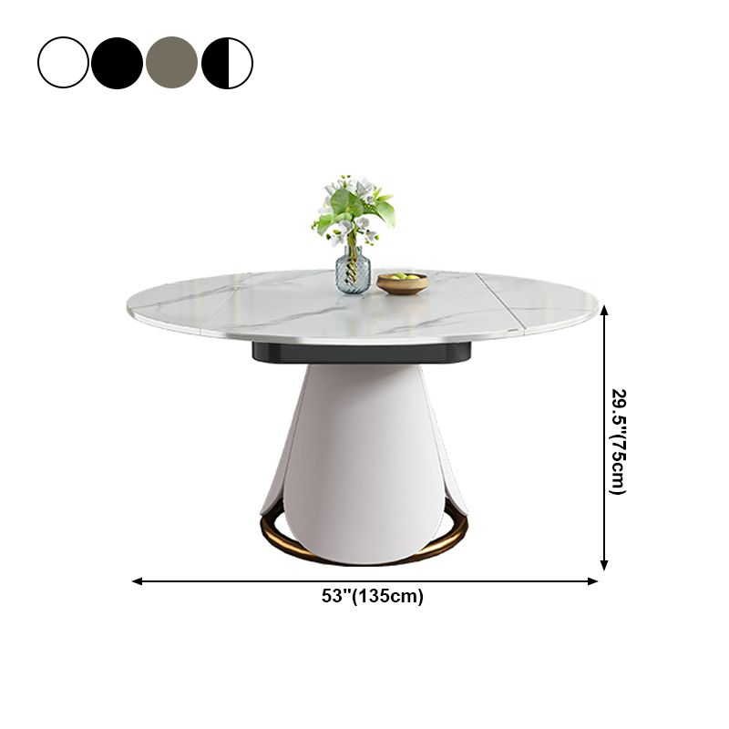 53.1''L Traditional Luxury Dining Table White Sintered Stone Round Table for Home Clearhalo ' dining_table' 'Dining Tables & Seating' 'Dining Tables' 'furn' 'furn_dining_table' 'Furniture' 'furniture_dining_table' 'Kitchen & Dining Furniture' 'kitchen&dining_furn' 'kitchen' 'kitchen_dining_table' 1200x1200_14d5a5e2-79e6-4fa6-aa99-f501c3a1c0a9