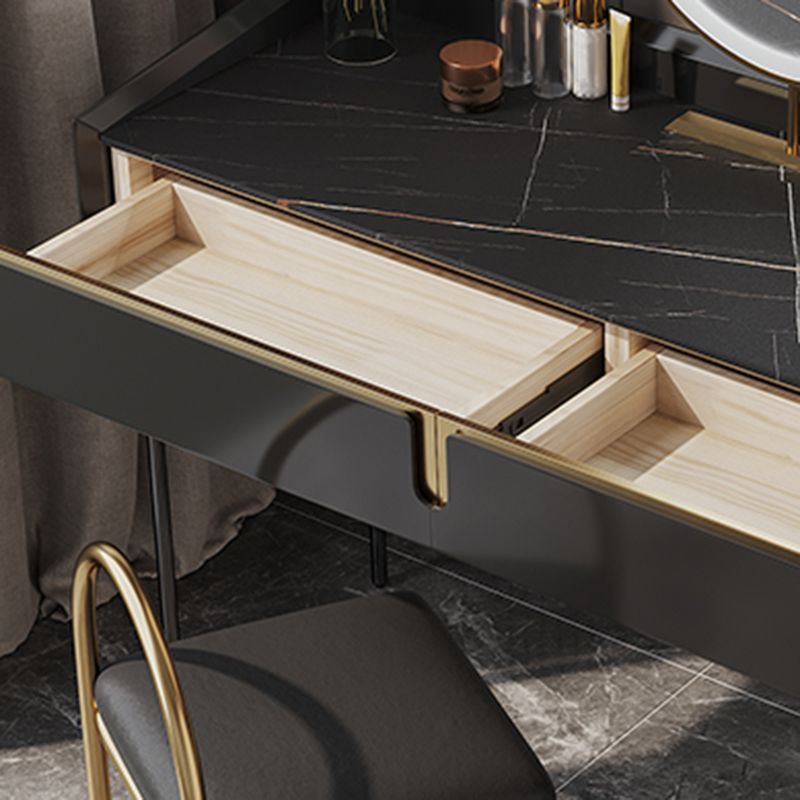 Modern Black Vanity Makeup Stone Top Dressing Table with Storage Clearhalo 'Bedroom Furniture' 'furn' 'furn_makeup_vanities' 'Furniture' 'Makeup Vanities' 'makeup_vanities' 1200x1200_14d63c0b-e866-4880-8244-416aa5e1eea1