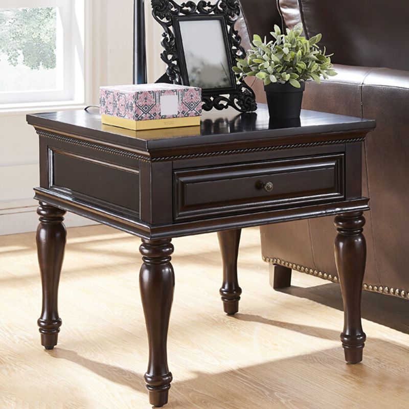 Farmhouse Wooden Square Side Table One Drawer Side Table with Four Wooden Legs Clearhalo 'Coffee & Accent Tables' 'End & Side Tables' 'end_side_table' 'end_side_tables' 'furn' 'furn_end_side_tables' 'Furniture' 'furniture_end_side_table' 'Living Room Furniture' 1200x1200_14d85651-e7c0-4273-8ddb-bcd50e422c8e