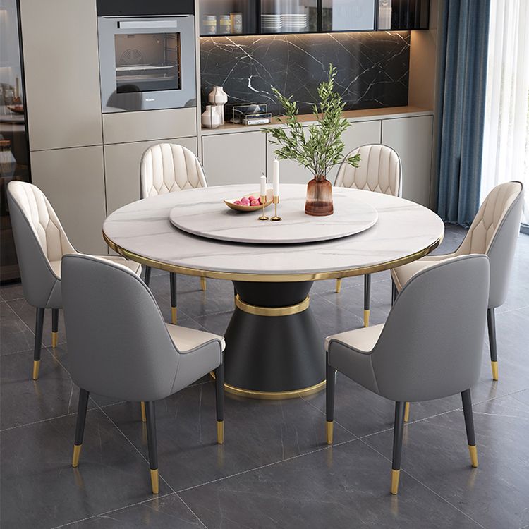Metal Modern Round Dining Table Sintered Stone Table for Kitchen and Dining Room Clearhalo ' dining_table' 'Dining Tables & Seating' 'Dining Tables' 'furn' 'furn_dining_table' 'Furniture' 'furniture_dining_table' 'Kitchen & Dining Furniture' 'kitchen&dining_furn' 'kitchen' 'kitchen_dining_table' 1200x1200_14d9c508-9480-4e49-9e3f-d327b7d59f52