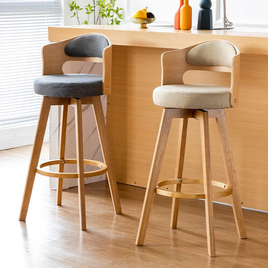 Low Back Dining Stools Round Armless Bar Stools with Wood Base