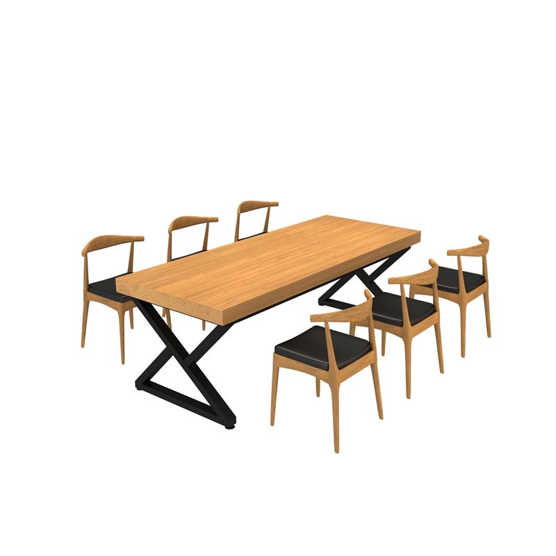 Pine Solid Wood Dining Table Industrial Rectangle Table with Double Pedestal Clearhalo 'Dining Tables & Seating' 'Dining Tables' 'dining_table' 'furn' 'furn_dining_table' 'Furniture' 'Kitchen & Dining Furniture' 1200x1200_14d9ed32-1734-4629-b908-8e888bc522d9
