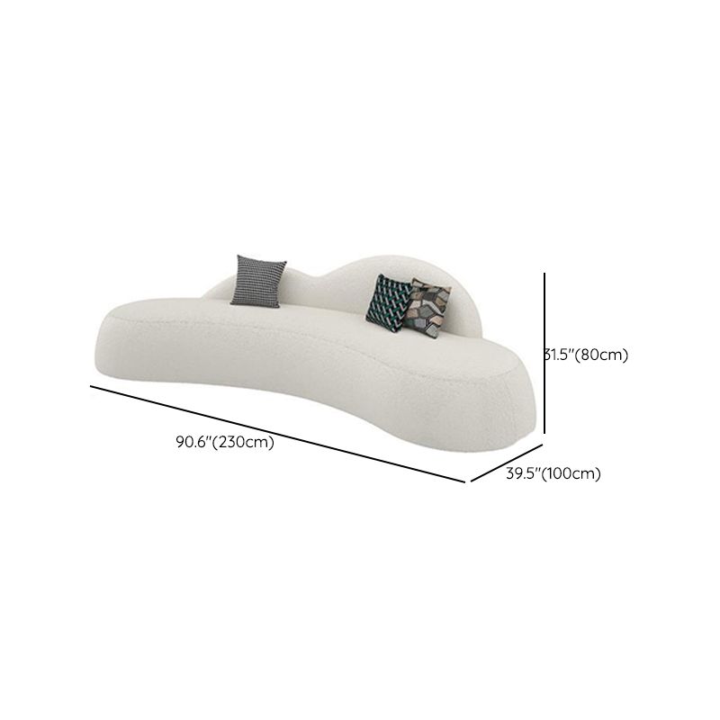 Contemporary Camel Back Armless Settee Fabric Curved Sofa in White