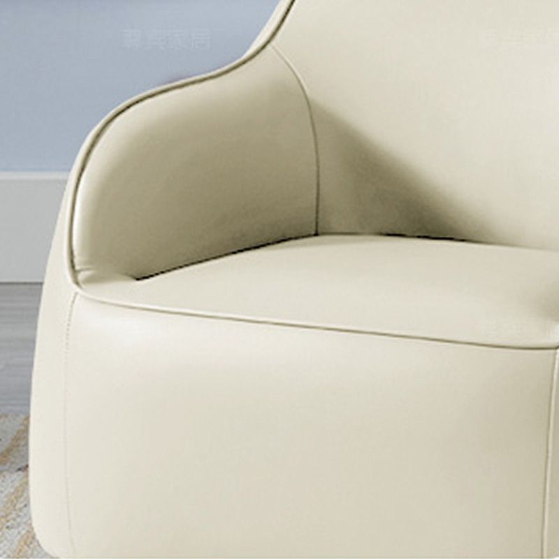 Modern Barrel Chair Genuine Leather Chair with Black Legs for Bedroom Clearhalo 'Accent Chairs' 'accent_chairs' 'Chairs & Seating' 'furn' 'furn_accent_chairs' 'Furniture' 'Living Room Furniture' 1200x1200_14db6210-8986-4aaf-b478-8b874eb4384f