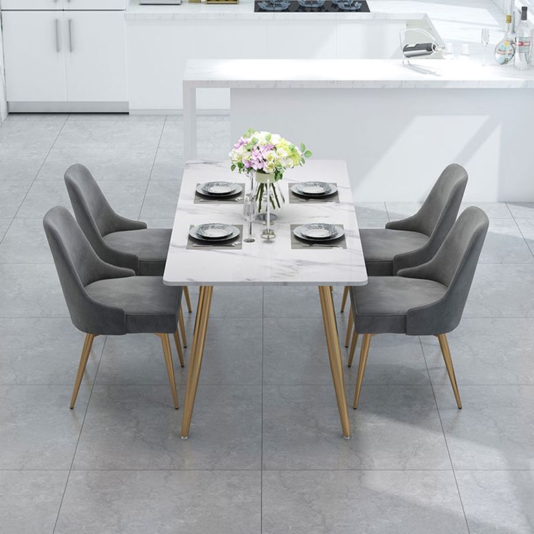 Scandinavian Faux Marble Top Dining Room Set with Rectangle Table and 4 Legs Base Dining Set Clearhalo 'Dining Room Sets' 'Dining Tables & Seating' 'dining_room_set' 'furn' 'furn_dining_room_set' 'Furniture' 'furniture_dining_room_set' 'Kitchen & Dining Furniture' 'kitchen&dining_furn' 'kitchen' 1200x1200_14dbb38f-f1ac-40bc-af24-fef51379f183