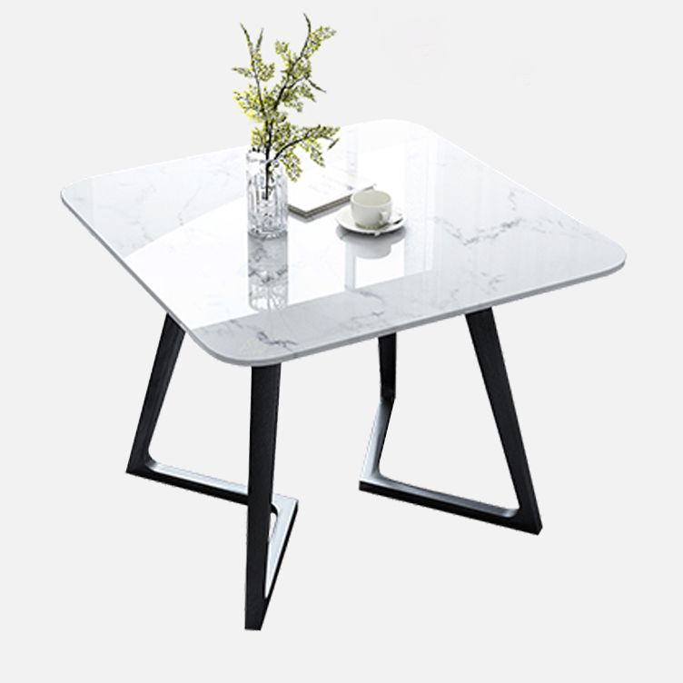 Industrial Square Shape Sintered Stone Dining Table White Standard Dining Table for Kitchen Clearhalo ' dining_table' 'Dining Tables & Seating' 'Dining Tables' 'furn' 'furn_dining_table' 'Furniture' 'furniture_dining_table' 'Kitchen & Dining Furniture' 'kitchen&dining_furn' 'kitchen' 'kitchen_dining_table' 1200x1200_14dcaac3-715d-4771-a43f-aaa482f67cb3