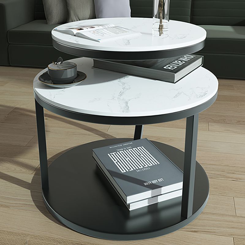 Contemporary Coffee Table Round Stone Top Extendable Coffee Cocktail Table Clearhalo 'Coffee & Accent Tables' 'Coffee Tables' 'coffee_tables' 'furn' 'furn_coffee_tables' 'Furniture' 'Living Room Furniture' 1200x1200_14dcf4be-504d-4a6f-b82a-9faf7546e87b