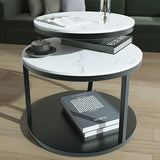 Tavolino contemporaneo tavolino in pietra rotonda tavolino da caffè estendibile