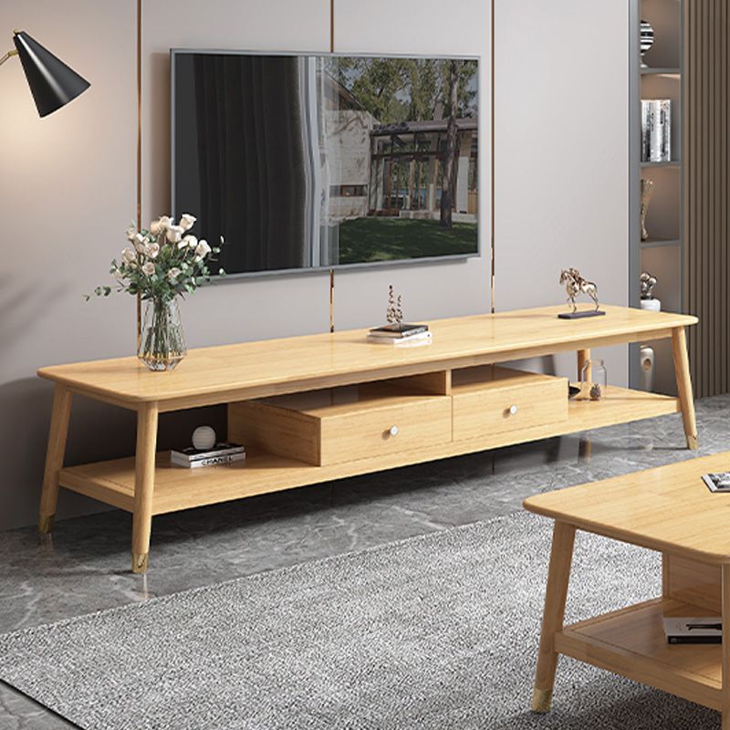 Supporto TV scandinavo da 16" con ripiani aperti, console multimediale TV con cassetti