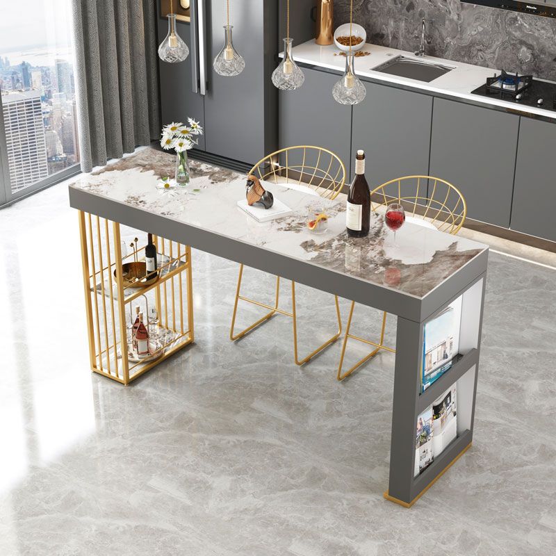 Indoor Modern Counter Height Set Stone Top Storage 1/2/3 Pieces Pub Dining Set Clearhalo 'Bar Furniture' 'furn' 'furn_home_bar_bar_sets' 'Furniture' 'Home Bars & Bar Sets' 'home_bar_bar_sets' 'Kitchen & Dining Furniture' 1200x1200_14dd7fc1-9db5-4245-8f1e-8baaa28fd694