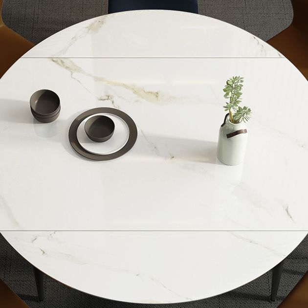 Sintered Stone Top Extendable Round Table for Restaurant Modern Dining Table in White with 4 Legs Clearhalo ' dining_table' 'Dining Tables & Seating' 'Dining Tables' 'furn' 'furn_dining_table' 'Furniture' 'furniture_dining_table' 'Kitchen & Dining Furniture' 'kitchen&dining_furn' 'kitchen' 'kitchen_dining_table' 1200x1200_14e0d2e4-8749-4a50-9004-85f53dd11f3b