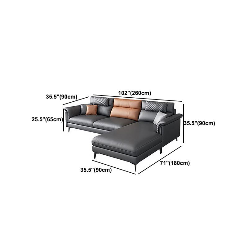 35.43 "Tall Modern Sectional Dark Gray Sectional met gekussen achterste kussens